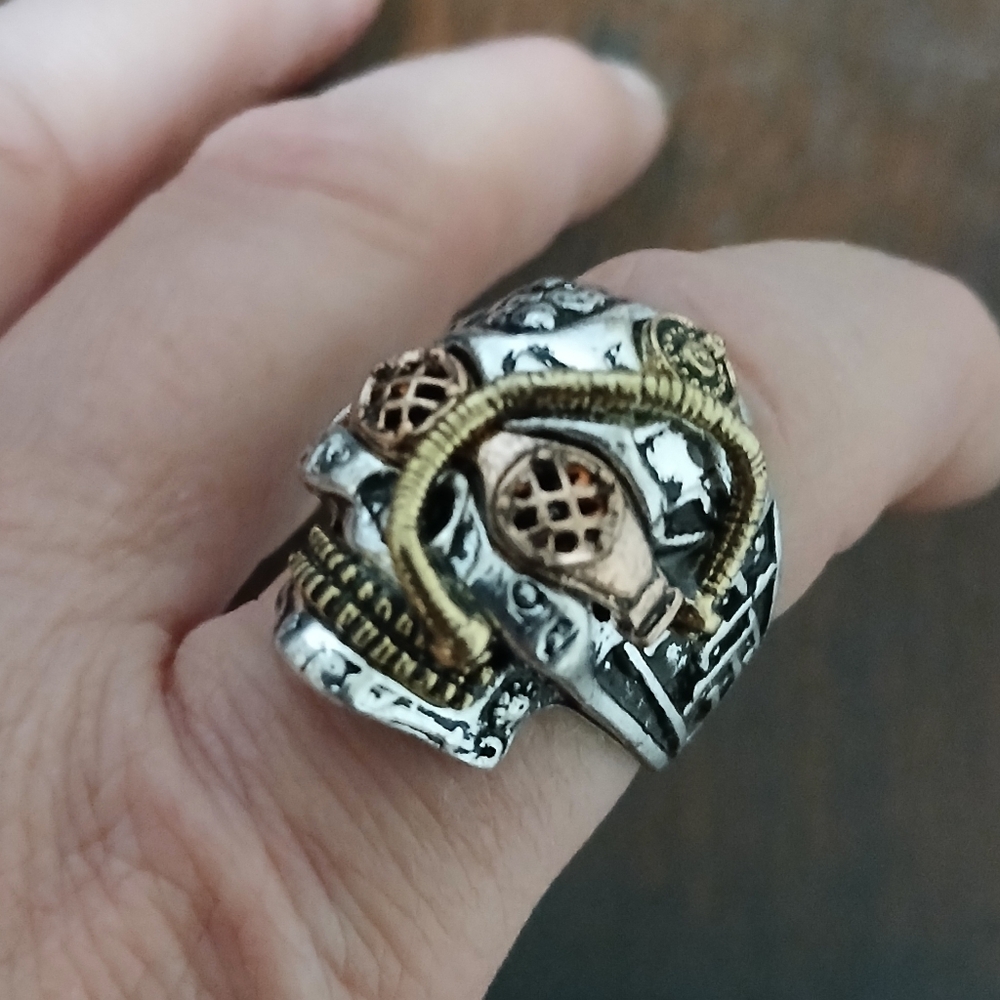 New Steampunk Stainless Steel & Brass Ring. - Picture 4 of 8